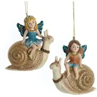 Kurt S. Adler 3,5-Zoll-Magical Woods Junge & Mädchen Feen auf Schnecke sitzend 8,89x3,81x8,89 cm Weihnachtsschmuck (multi)