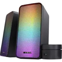 Trust Gaming GXT 611 Wezz 2.0 PC Lautsprecher mit RGB LED-Beleuchtung, 12 W (6 W RMS), 3,5 mm AUX Klinke, USB Soundsystem, Stereo Computer Boxen für PC, Laptop, Tablet, Desktop - Schwarz