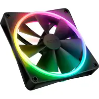 NZXT F140 RGB Duo - 140 mm dual-seitiger RGB-Lüfter mit 20 Einzeln ansteuerbaren LEDs, ausgeglichener Luftstrom und statischer Druck, Flüssigkeitsdynamisches Kugellager, Schwarz