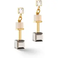 Coeur de Lion 5074/21-1216 Damen-Ohrringe GeoCUBE Ohrhänger Grau-Gold