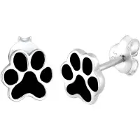 Elli Ohrringe Pfoten Tier Emaille Hund Katze Filigran 925 Silber Elli Schwarz
