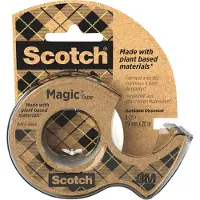 Scotch MagicTM Klebeband, mit 66 % pflanzlichem Klebstoff hergestellt, 19 mm x 20 m, 1 Rolle + 1 Abroller aus Recyclingmaterial/Packung | Packung (1 Rolle)
