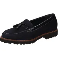 Sioux Meredith Damenslipper, Leder, Dunkelblau Wechselfußbett Extraweite, Hallux - Damenschuhe Bequeme Ballerina / Slipper, Blau, leder (lambsuede/nappalack), absatzhöhe: 15 mm