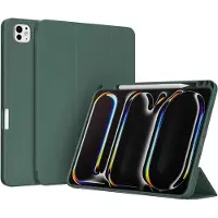 Accezz Smarte Klapphülle aus Silikon für das Apple iPad Pro 11 (2025) M5 / (2024) M4 - Dunkelgrün