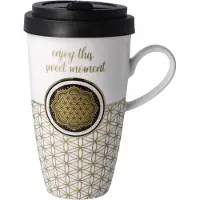 Goebel Coffee-to-go-Becher "Lotus - "Blume des Lebens weiß", (2 tlg.), mit abnehmbarem Deckel, 500 ml