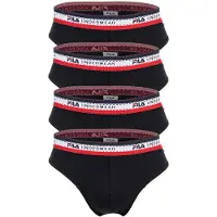 FILA Slip "Slip 4er Pack", Herren, Gr. L, schwarz, Obermaterial: 95% Baumwolle CO. 5% Elasthan EL., Unterhosen Slip