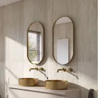 Ben Vita ovale Badspiegel 40x80 cm - Wandspiegel Badezimmerspiegel Matt Gold