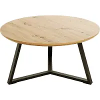 Haku Couchtisch Eiche hell, schwarz - MDF, Metall, B/H/T: 80x42x80 cm