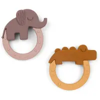Done by Deer Beißring - 2er-Pack - Deer Friends - Lila/Mustard - - One Size - Beißringe
