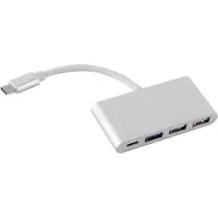 Cadorabo 4-Port USB Multischnittstelle Plug&Play USB-C Anschluss, USB-C Ladebuchse, 2 USB 2.0 USB 3.0 Ports Silberfarben