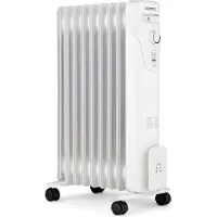 Oceanic Elektrischer Ölradiator – 2000 Watt – – 3 Leistungsstufen – 9 Heizelemente – Mobil – Weiß