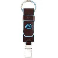 Piquadro Schlüsselanhänger Blue Square Keychain With Carabiner Mogano