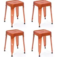 Interlink Publishing Inter Link Hocker Reema aus Metall mit Ledersitz im 4er Set