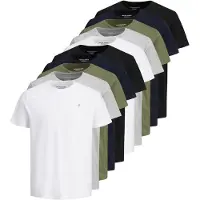 Jack & Jones T-Shirt "T-Shirt JORJXJ 10er Pack", Herren, Gr. L, bunt (weiß, grau, grün, blau, schwarz), Obermaterial: 100% Baumwolle CO., Shirts T-Shirt