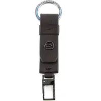 Piquadro Schlüsselanhänger Black Square Keychain With Carabiner Testa di Moro