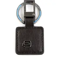 Piquadro Schlüsselanhänger Black Square Keychain With Carabiner Testa di Moro