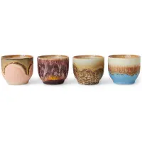 HK Living - 70's Café Becher rund 250 ml, lagoon (4er-Set)