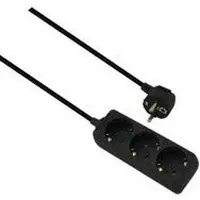 Helos Steckdosenleiste CLASSIC, 3-fach, schwarz, 5,0m, ohne Schalter