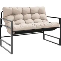 vidaXL Gartenbank mit Kissen Taupe 113 cm Stahl