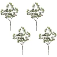 Creativ Green Winterliche Kunstpflanze "Weihnachtsdeko" Zweig mit Zapfen in geeister Optik, 4er-Set