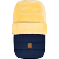 HEITMANN FELLE Fußsack "Eisbärchen - Lammfell Winterfußsack - Premium Qualität" mit echtem Lammfell, für Kinderwagen, Buggy, 5 Gurtschlitze, waschbar