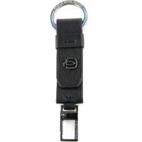 Piquadro Schlüsselanhänger Black Square Keychain With Carabiner Nero