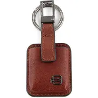 Piquadro Schlüsselanhänger Black Square Key Holder With CONNEQU Cuoio Tabacco