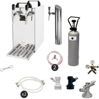 Ich-zapfe Untertheken Komplett Set - Zapfanlage, Bierzapfanlage - Kontakt 40 2-leitig Trockenkühler, Durchlaufkühler 50 Liter/h, inkl. Schanksäule, Green Line, Zapfkopf 2:NC Adapter,Zapfkopf:KeyKeg