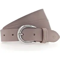 Tamaris Ledergürtel "Clara Silver", Damen, Gr. 120, grau (taupe), Rindsleder, unifarben, Basic, Gürtel Ledergürtel, mit glänzender silberfarbener Schließe, unifarben, 3 cm breit, Topseller