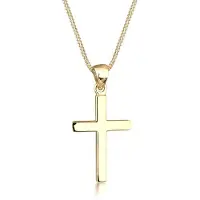Elli Halskette 925 Sterling Silber Kreuz in Gold | Gr.: 55 cm