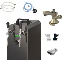 Ich-zapfe Komplett Set - Zapfanlage, Bierzapfanlage STREAM 50K mit Luftpumpe Bierkoffer, Durchlaufkühler 2-leitig Trockenkühler, bis zu 55 Liter/h - BLACK EDITION, Flach,NC Adapter
