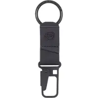 Piquadro Schlüsselanhänger Aye Leather Keychain With Carabiner Hook Nero