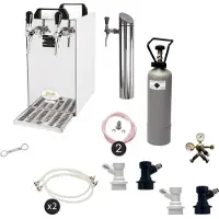 Ich-zapfe Untertheken Komplett Set - Zapfanlage, Bierzapfanlage - Kontakt 40 2-leitig Trockenkühler, Durchlaufkühler 50 Liter/h, inkl. Schanksäule, Green Line, Zapfkopf:NC Adapter,Zapfkopf 2:NC Adapter