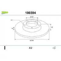 Valeo 2 Bremsscheiben Hinterachse voll Ø 57 mm 10 mm für u.a. OPEL ASTRA