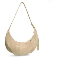 Manfield Beigefarbene Schultertasche aus Veloursleder | Größe Onesize