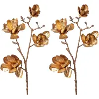 Creativ Deco Winterliche Kunstpflanze "Weihnachtsdeko" 2er Set, altgoldfarben