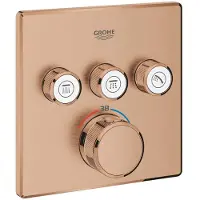 GROHE Grohtherm SmartControl Thermostat Fertigmontageset mit 3 Absperrventilen, eckige Ausführung