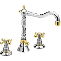 Sapho ANTEA 3-Loch Waschtischarmatur mit Retro-Einlauf, mit Ablaufgarnitur, Chrom/Gold
