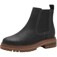 s.Oliver Damen Stiefelette Chelsea Boot flach Gummizug Reißverschluss 5-25449-43, Größe:37 EU, Farbe:Schwarz
