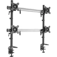 Productpine Tischhalterung für 4 Bildschirme von 15 bis 27 Zoll mit Tisch-Klemmsystem - VESA 75/100