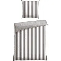 Schiesser Bettwäscheset Marie | Gestreift | Renforcé | 2-teilig | 100% Baumwolle | Angenehm weich & glatt | YKK-Reißverschluss | 155x220 cm + 80x80 cm | Taupe