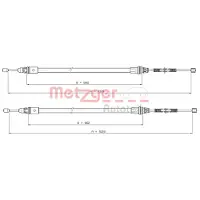 METZGER Handbremsseil Seilzug Feststellbremse für SMART FORTWO Coupe (451) Hinten Links Hinten Rechts 10.9337
