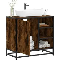 vidaXL Waschbeckenunterschrank Räuchereiche 65x33x60 cm Holzwerkstoff