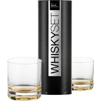 Eisch Whiskyglas "GENTLEMAN, 400 ml", (Set, 2 tlg., 2 Whiskybecher in Geschenkröhre), in Handarbeit mit 24karätigem Gold veredelt, 2-tlg., Made in Germany