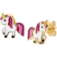 Trendor 68435 Mädchen-Ohrringe Gold 333/8K Kinder-Ohrstecker mit Einhorn