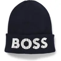 BOSS Kids-Strickmütze aus Baumwolle mit gummiertem Logo Grösse 58