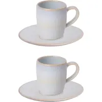 Palmer Barolo Tassen und Untertasse - 2er-Set, Steinzeug, hellblau, 7 cl ‚Äì 5,6 cm moderne, kompakte Form, für Espresso, Ristretto, spülmaschinenfest