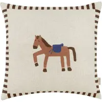 Nobodinoz Dekokissen Vibes Square Cushion Linen Charcoal Stripes Horse (42 x 42 cm)
