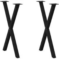 vidaXL Esstischbeine X-Form 2 Stk. Schwarz 50x(72-73) cm Stahl