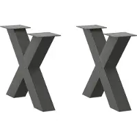 vidaXL Couchtischbeine X-Form 2 Stk. Anthrazit 60x(42-43) cm Stahl